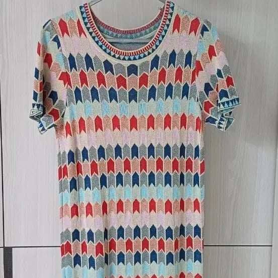 [BUNJANG] Pattern Knit Short Sleeve Dress / 패턴 니트 반팔 원피스