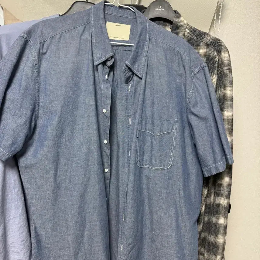 [SOLD OUT] 포터리 샴브레이 반팔 컴포트셔츠 4사이즈 네이비