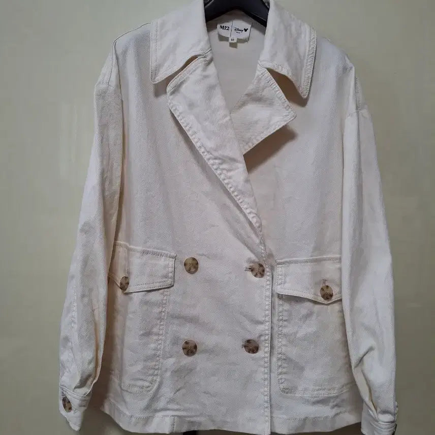 [BUNJANG] M12 x Disney Double Button Ivory Jacket / M12 디즈니 아이보리 더블 버튼 자켓 55  66   약간 A라인