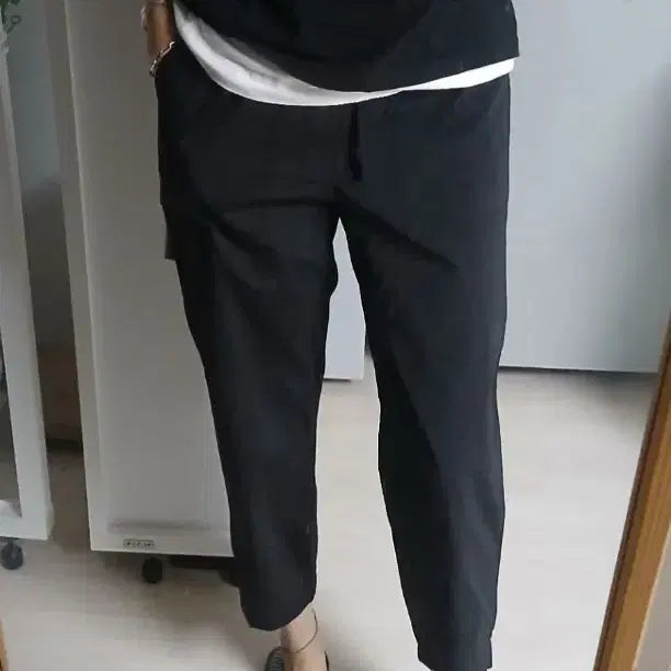 [BUNJANG] Basurak Black 10-Part Spandex Pants / 바스락 10부스판바지