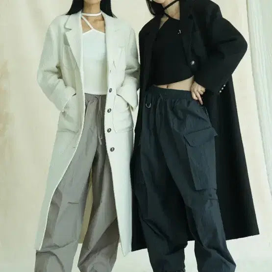 [SOLD OUT] 어반드레스 Tweed pocket Long coat BLACK