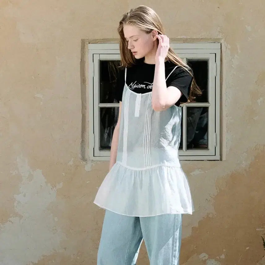 [BUNJANG] Rollerama Pintuck Sheer Layered Dress / 로라로라 핀턱 시어 레이어드 원피스