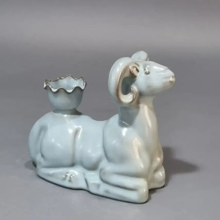 [BUNJANG] Ru Ware Sheep-shaped Celadon Oil Lamp / 여요 천청유 양모양유등. 가로17 높이15