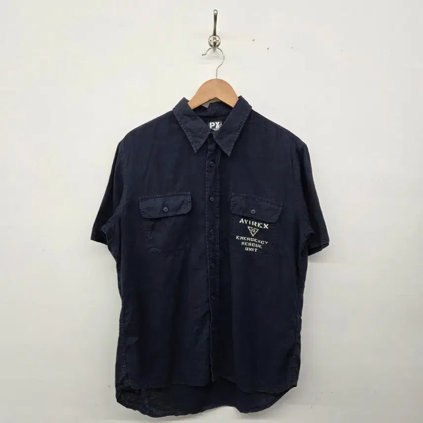 [BUNJANG] AVIREX Short Sleeve Shirt Navy / AVIREX 아비렉스 반팔 셔츠 남성 네이비 공용m
