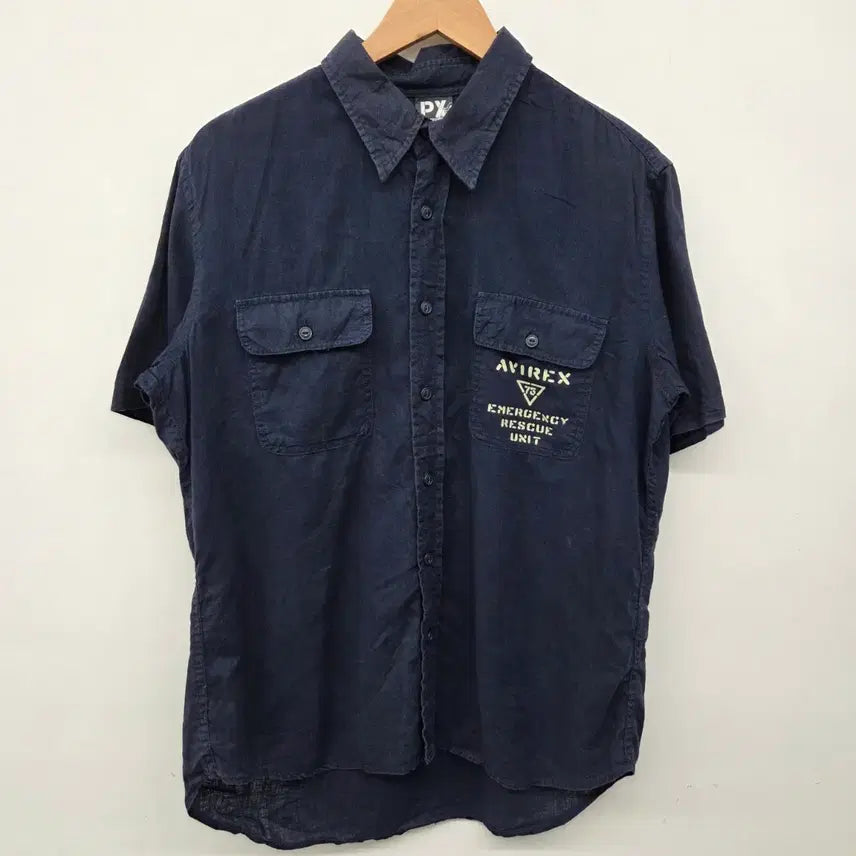 [BUNJANG] AVIREX Short Sleeve Shirt Navy / AVIREX 아비렉스 반팔 셔츠 남성 네이비 공용m