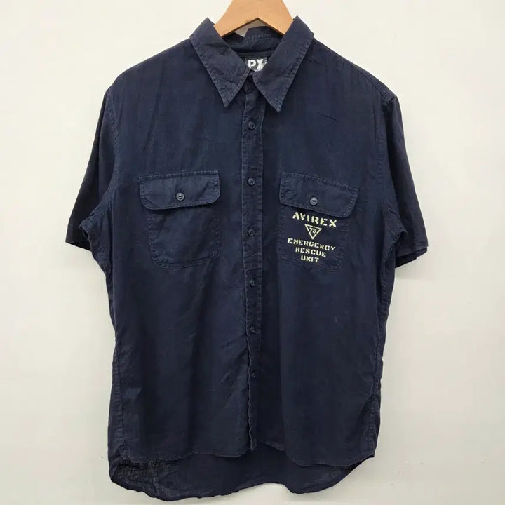 [BUNJANG] AVIREX Short Sleeve Shirt Navy / AVIREX 아비렉스 반팔 셔츠 남성 네이비 공용m