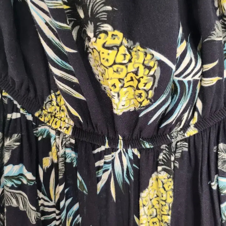 [BUNJANG] Black Pineapple Pattern Long Dress / 검정 파인애플 패턴 롱 원피스
