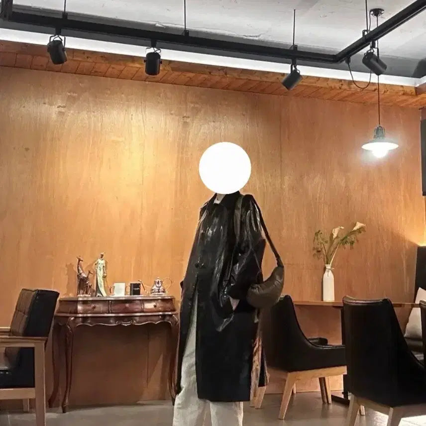 [BUNJANG] System Leather Long Jacket / 한섬 시스템 레더 롱 자켓