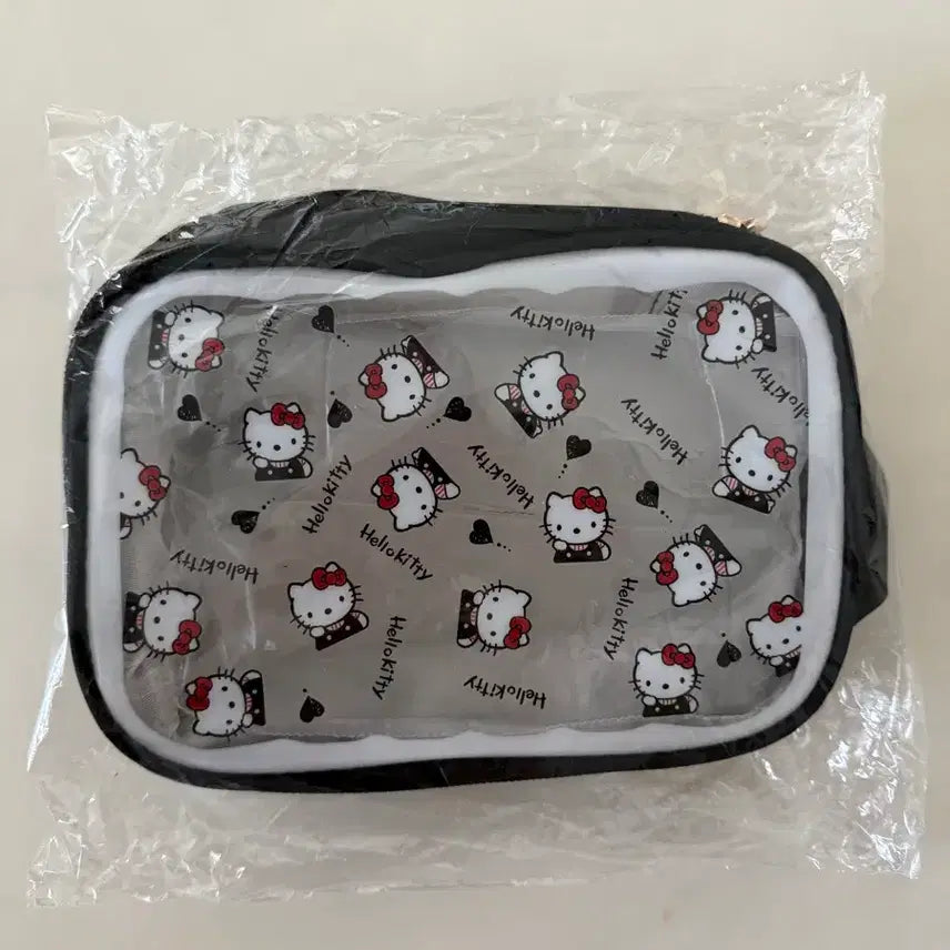 [BUNJANG] Hello Kitty Transparent Pouch Black / 헬로키티 투명 파우치 블랙