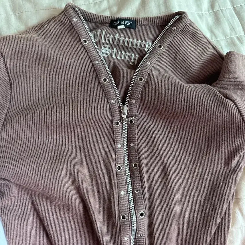 [BUNJANG] W2K Vintage Zip-up Knit Top / 빈티지 반팔 니트 와투케 집업 갸루 펑크 데스라이즈