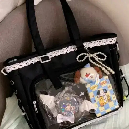 [SOLD OUT] 새상품) 레이스 이타백 블랙 가방 숄더백 인형 보관 콘서트