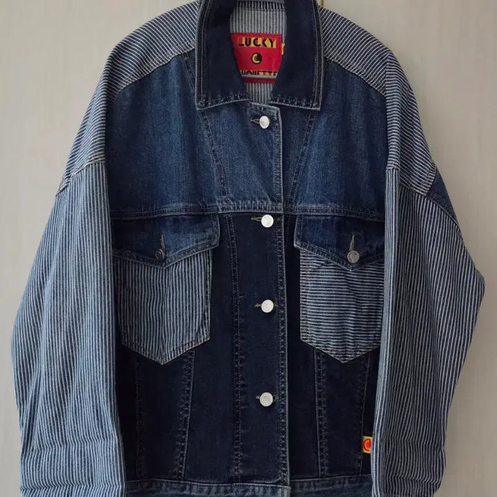 [BUNJANG] LUCKY CHOUETTE Striped Denim Jacket / 럭키슈에뜨 (LUCKY CHOUETTE) 스트라이프 청자켓