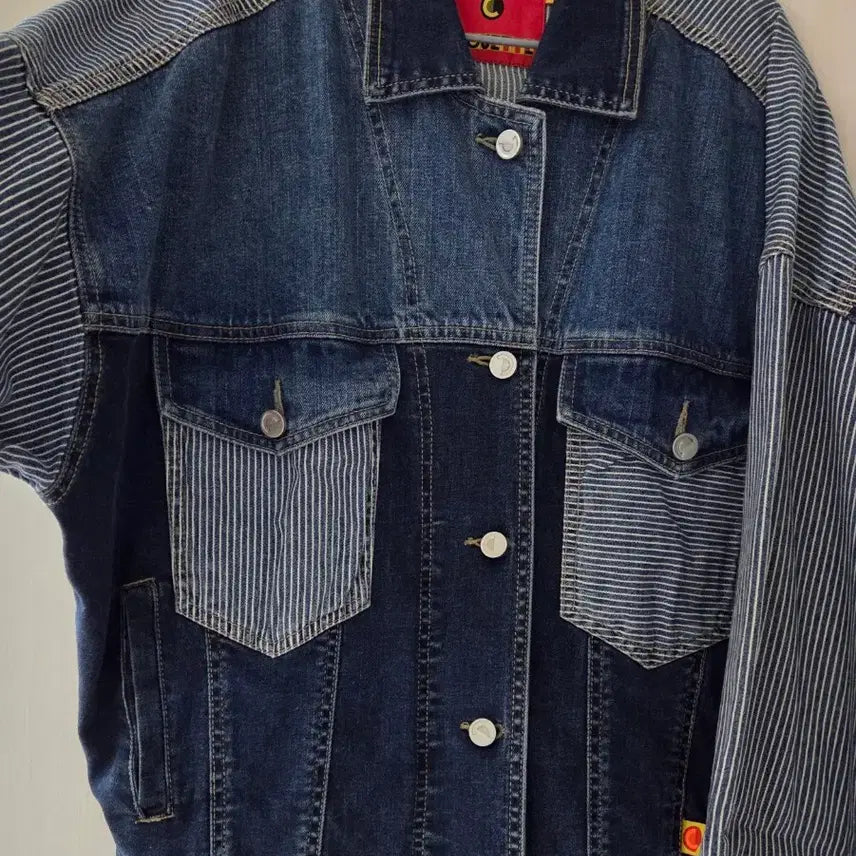 [BUNJANG] LUCKY CHOUETTE Striped Denim Jacket / 럭키슈에뜨 (LUCKY CHOUETTE) 스트라이프 청자켓