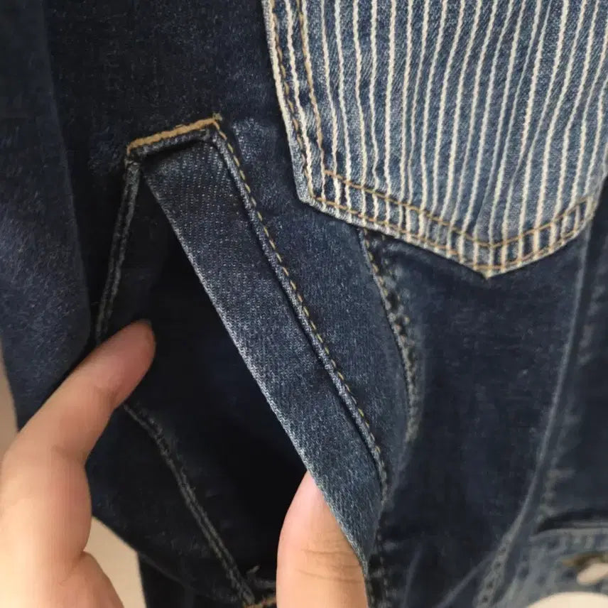 [BUNJANG] LUCKY CHOUETTE Striped Denim Jacket / 럭키슈에뜨 (LUCKY CHOUETTE) 스트라이프 청자켓