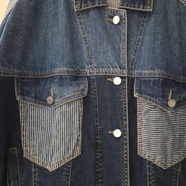 [BUNJANG] LUCKY CHOUETTE Striped Denim Jacket / 럭키슈에뜨 (LUCKY CHOUETTE) 스트라이프 청자켓