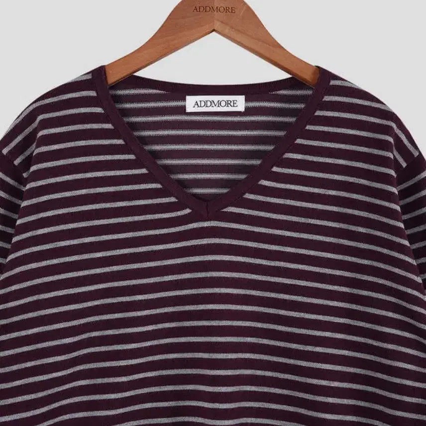 [BUNJANG] Edmore Weasley V-Neck Striped Knit Sweater / 새상품)에드모어 위즐리 브이넥 스트라이프 니트 버건디 그레이 free