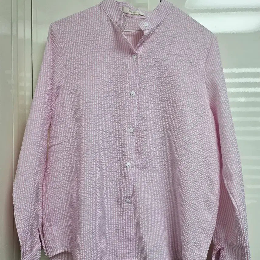 [BUNJANG] Page Flin Pink Striped Embossed Shirt / [페이지플린] 핑크 스트라이프 엠보 셔츠