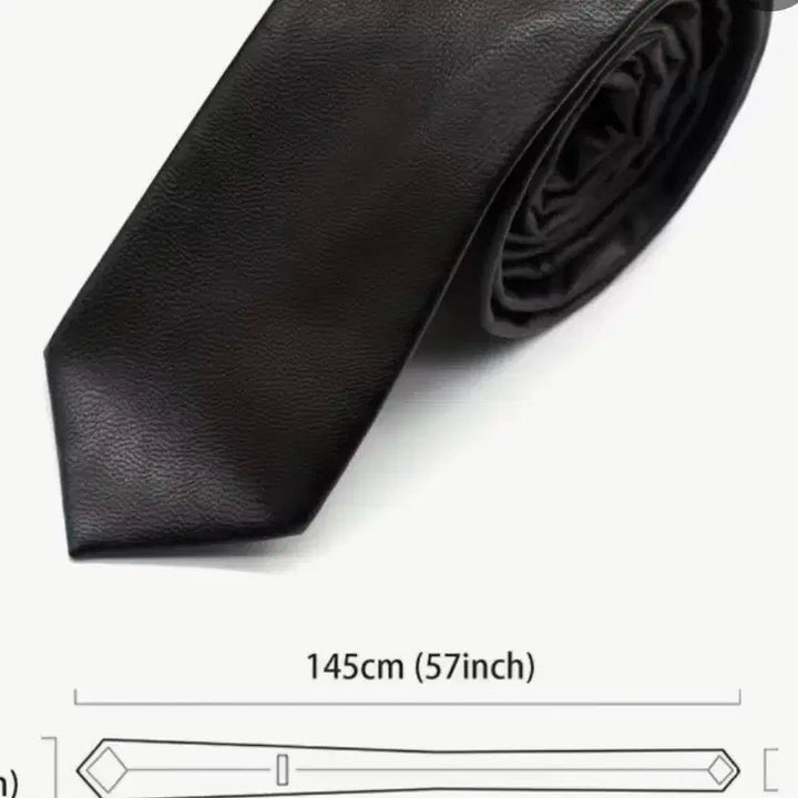 [BUNJANG] Black Slim Leather Tie / 블랙 가죽 슬림 넥타이