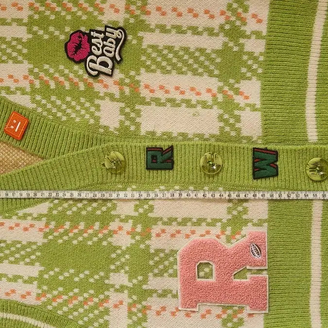 [BUNJANG] Green Check Pattern Knit Vest / 매력적인 그린 체크 패턴의 니트 조끼
