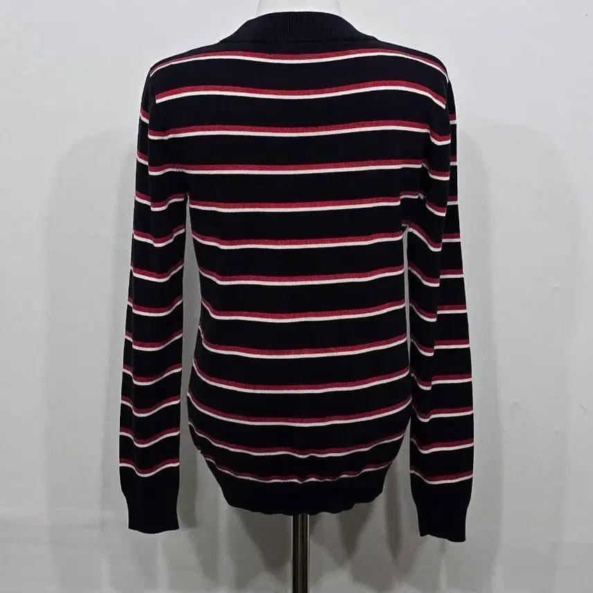[BUNJANG] Sandro Navy/Red Striped Long Sleeve Knit Top / [90] 여성 산드로 네이비/레드 스트라이프 긴팔 니트