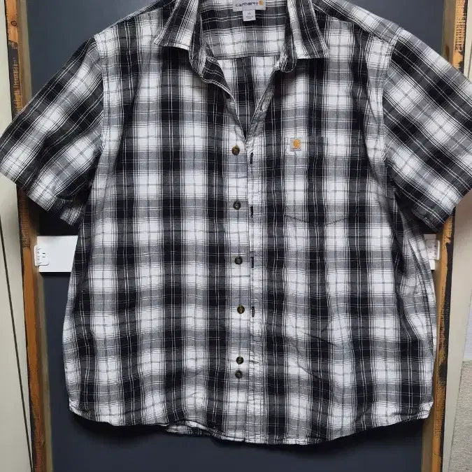 [SOLD OUT] xl) 칼하트 블랙 화이트 체크 반팔 셔츠