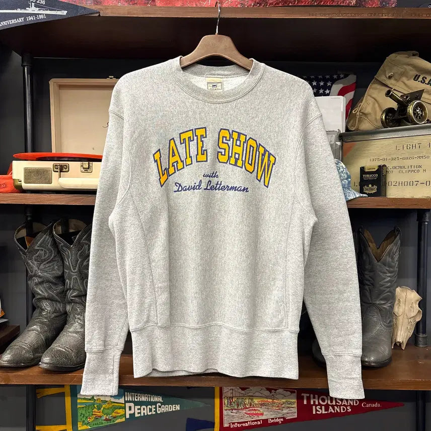 [BUNJANG] 90s Reverse Weave Late Show Lettering Sweatshirt / 90s 리 리버스위브 Late Show 레터링 굿즈 스웻셔츠 N1217