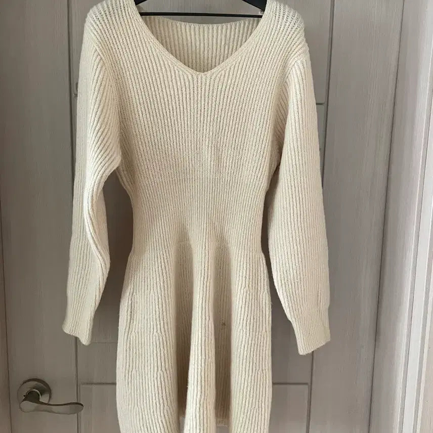 [BUNJANG] Ivory Ribbed Knit Dress / 아이보리 골지 니트 원피스