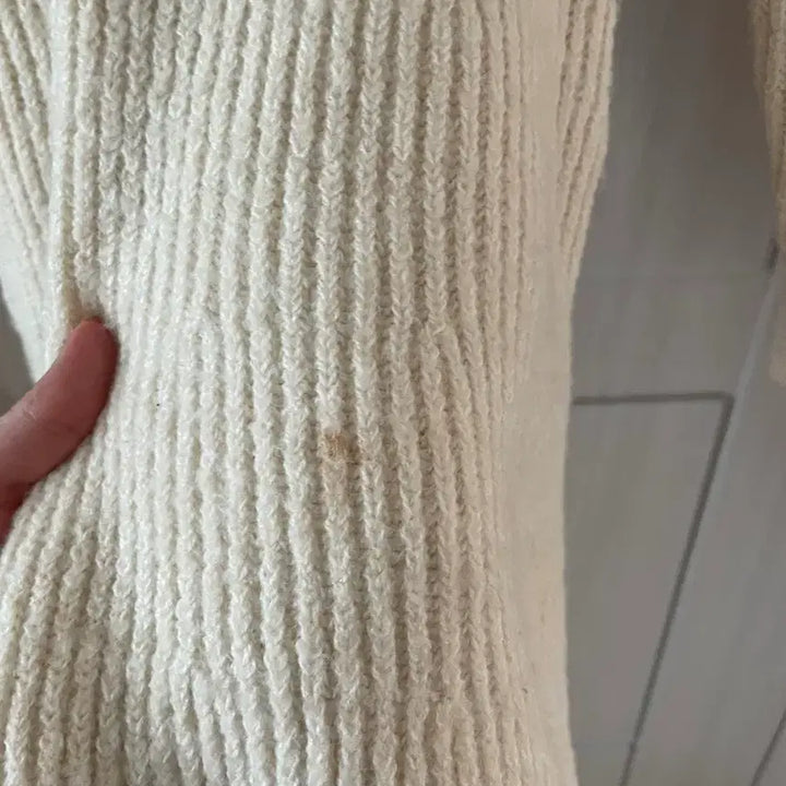 [BUNJANG] Ivory Ribbed Knit Dress / 아이보리 골지 니트 원피스
