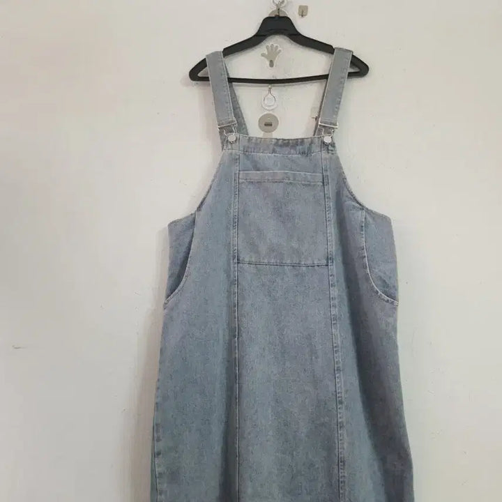 [BUNJANG] Wide Light Blue Denim Overall Dress / 와이드연청 데님 멜빵 원피스