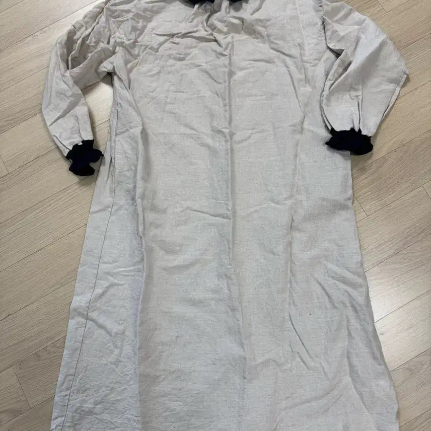 [BUNJANG] Vintage Linen Long Dress / 빈티지 린넨 롱 원피스 블랙 포인트