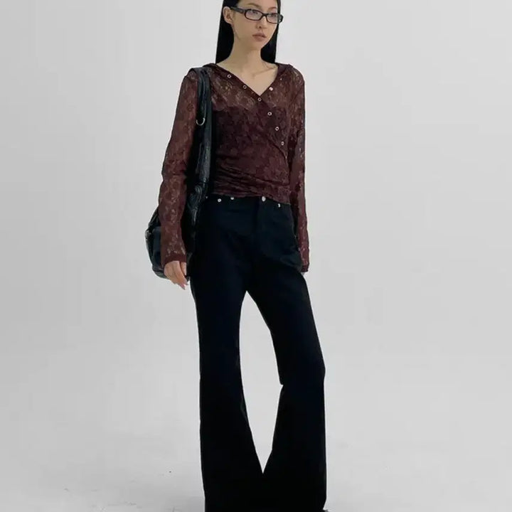 [SOLD OUT] 새상품)블랙업 햇톤 세미부츠컷 코튼팬츠 블랙 S