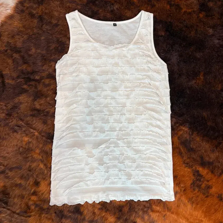 [BUNJANG] Vintage Frill Sleeveless Top / 일본 빈티지 프릴 슬리브리스