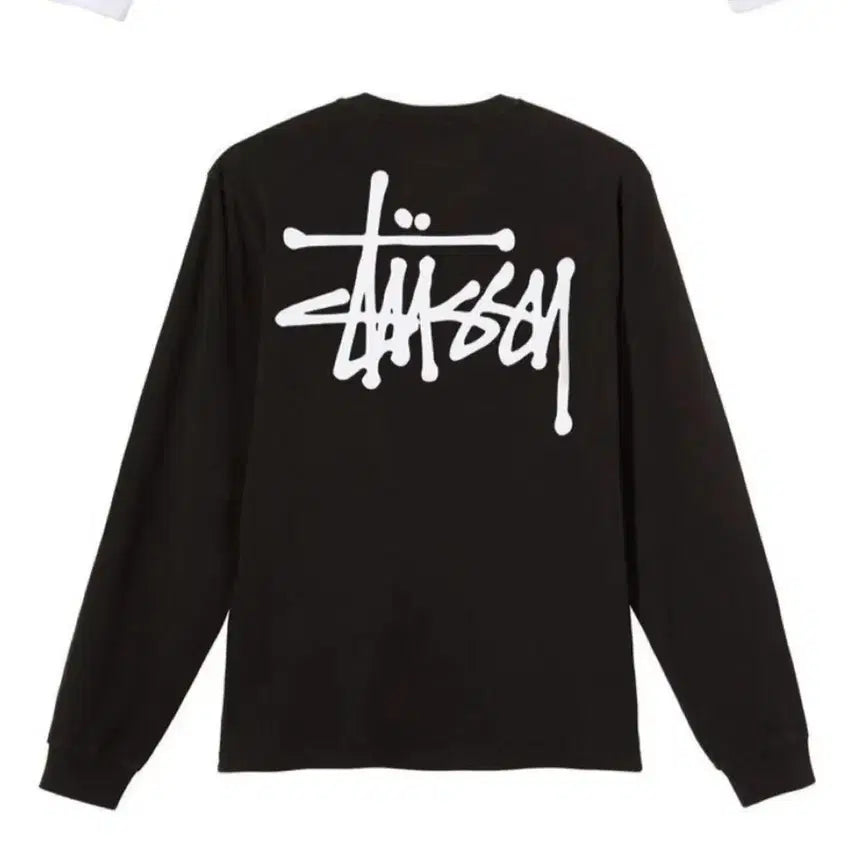 [BUNJANG] Stussy Long Sleeve T-Shirt (Black/White) / 무배 정품 새상품 스투시 롱슬리브 긴팔 티셔츠 블랙/화이트