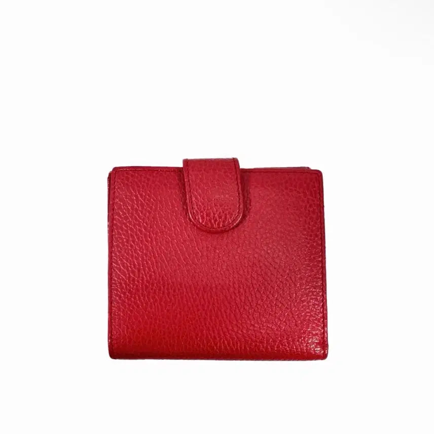 [BUNJANG] Gucci GG Interlocking Leather Flap Wallet / 구찌 여성 GG 인터로킹 금장 레더 플랩 반지갑 레드 615525