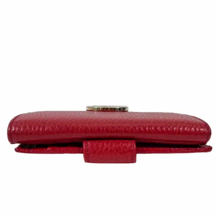 [BUNJANG] Gucci GG Interlocking Leather Flap Wallet / 구찌 여성 GG 인터로킹 금장 레더 플랩 반지갑 레드 615525