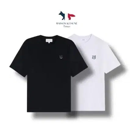 [BUNJANG] Maison Kitsune Gray Fox Short Sleeve T-shirt / 메종키츠네  그레이이 폭스 반팔티 블랙/화이트