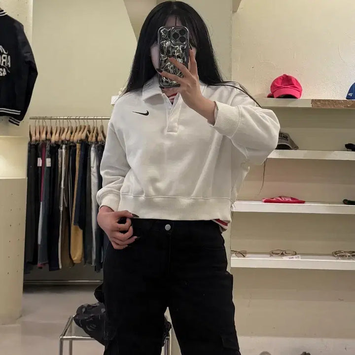 [BUNJANG] Nike Crop Half-Zip Sweatshirt U1625 / 나이키 하프집업 크롭 맨투맨 U1625