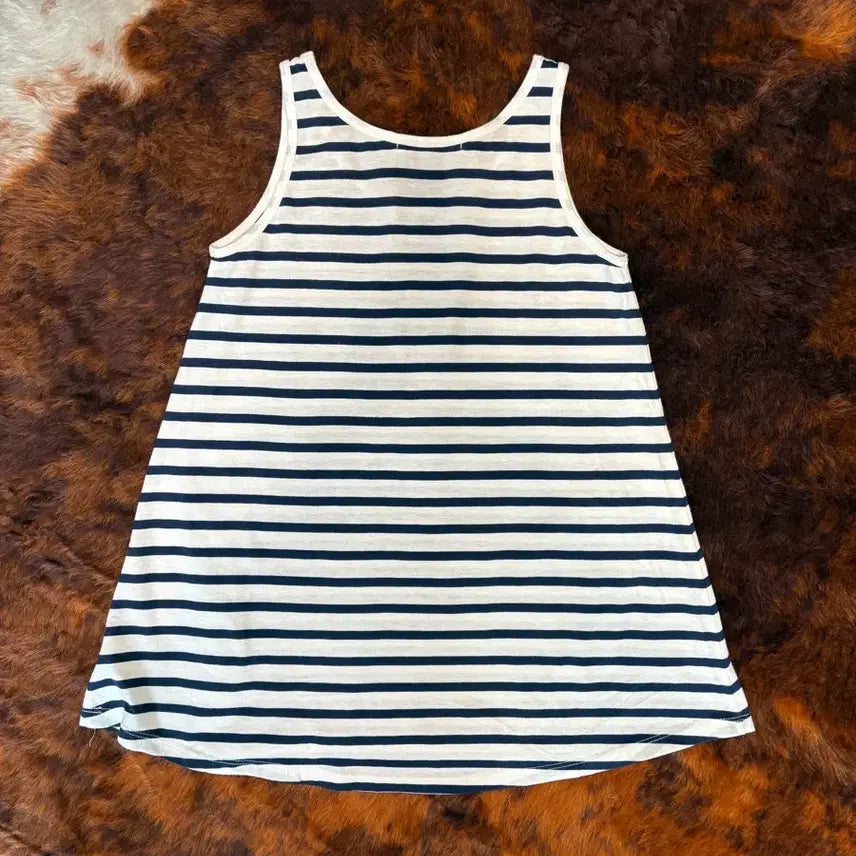 [BUNJANG] Vintage A-Line Stripe Sleeveless Top / 일본 빈티지 a라인 스트라이프 슬리브리스