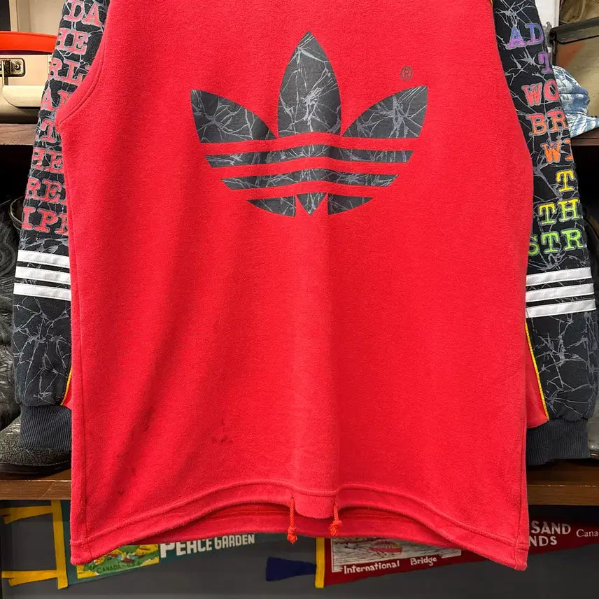 [BUNJANG] Adidas Trefoil Graphic Sweatshirt / 80s 아디다스 실버택 마블링 트레포일 그래픽 스웻셔츠 N1223