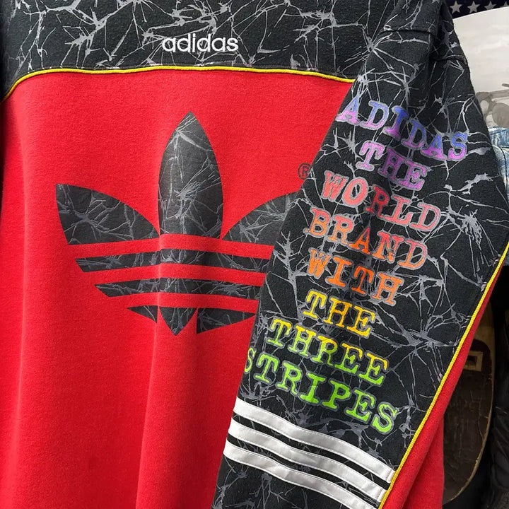 [BUNJANG] Adidas Trefoil Graphic Sweatshirt / 80s 아디다스 실버택 마블링 트레포일 그래픽 스웻셔츠 N1223