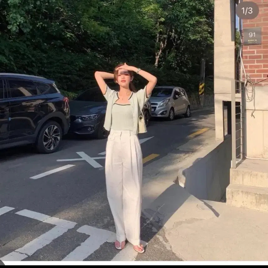 [SOLD OUT] GROVE 그로브스토어 화이트 와이드 팬츠 s