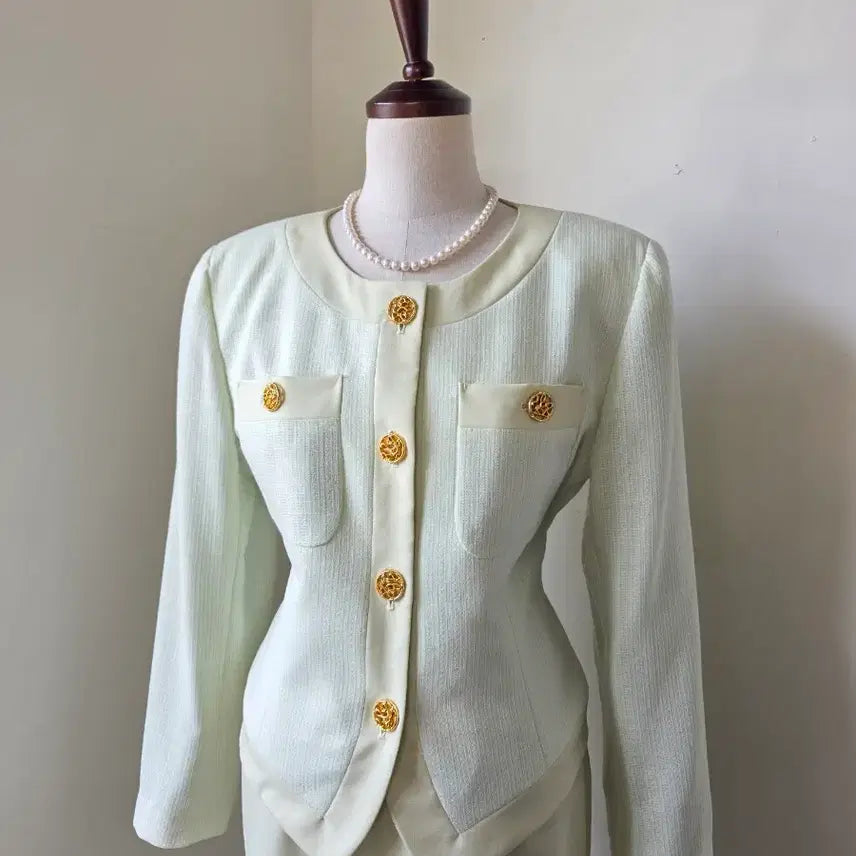 [BUNJANG] Light Green Gold Button Set-up / 라이트 그린 금장 버튼 셋업