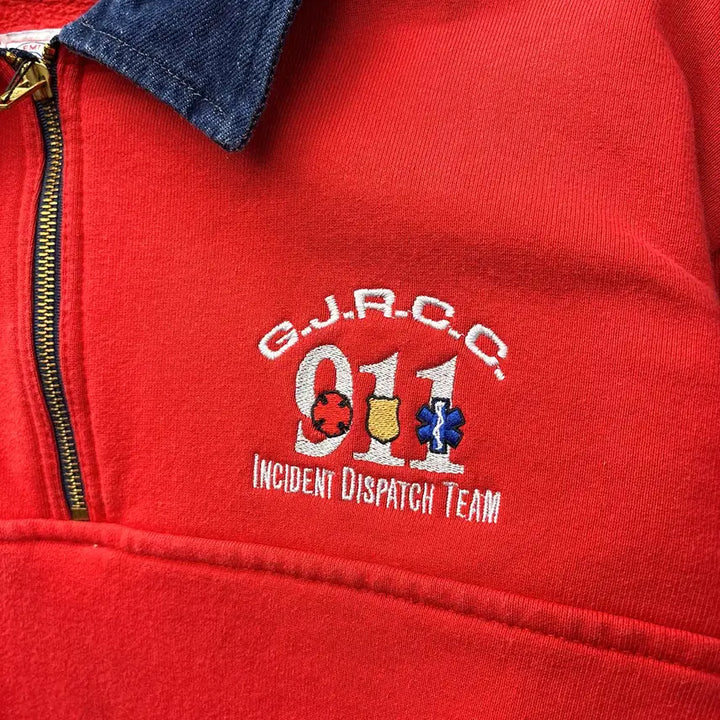 [BUNJANG] EMT Original USA Half-Zip Sweatshirt / 90s 오리지널 USA EMT 디페인더 워크 반집업 스웻셔츠 N1224