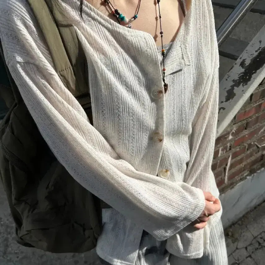 [BUNJANG] Ivory Linen Summer Cardigan / 아이보리 여름 린넨 가디건