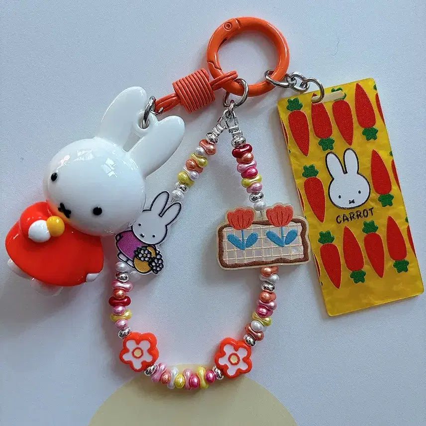 [BUNJANG] Miffy Keyring with Bead Strap / 미피 키링 + 비즈 스트랩