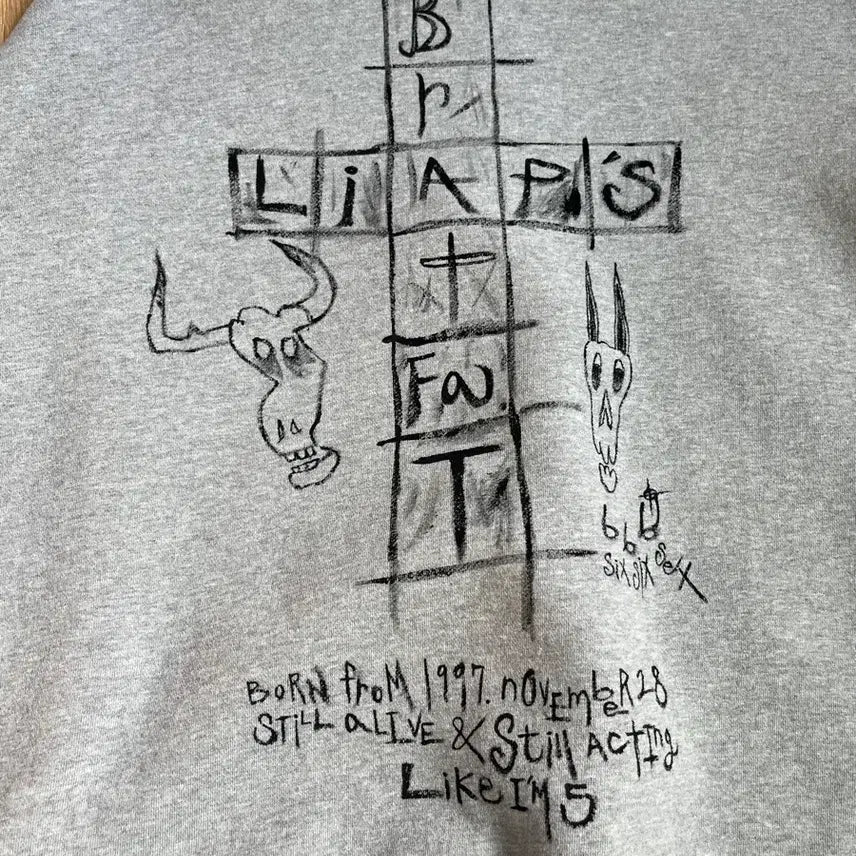 [BUNJANG] Brat Hand-Painted Hooded Zip-Up / Brat fat lips 핸드페인팅 후드집업