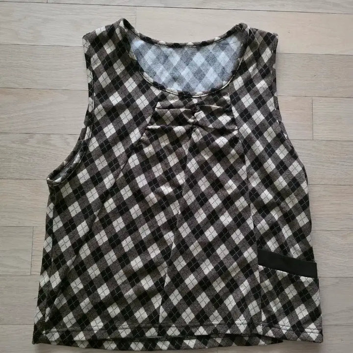 [BUNJANG] Vintage Brown Check Mori Vest / 빈티지 갈색 체크 모리 조끼 셔링