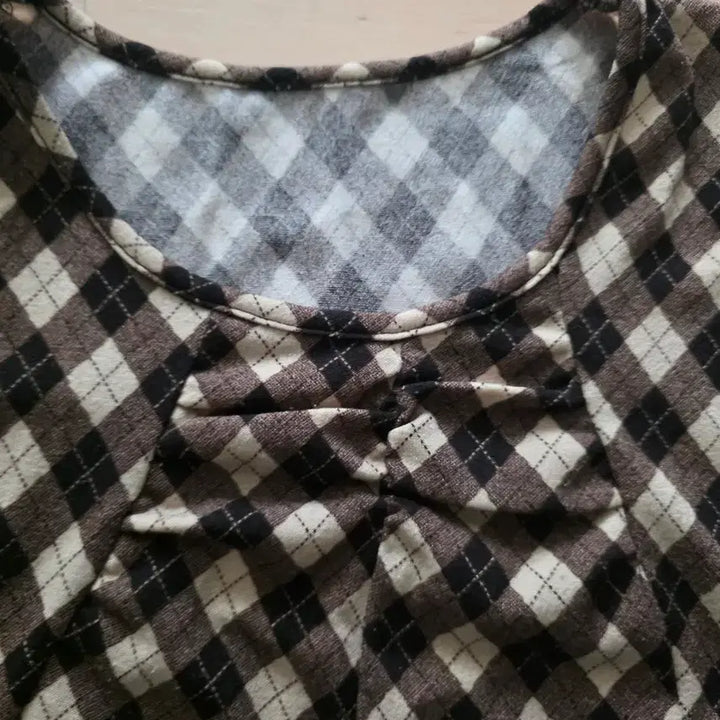 [BUNJANG] Vintage Brown Check Mori Vest / 빈티지 갈색 체크 모리 조끼 셔링