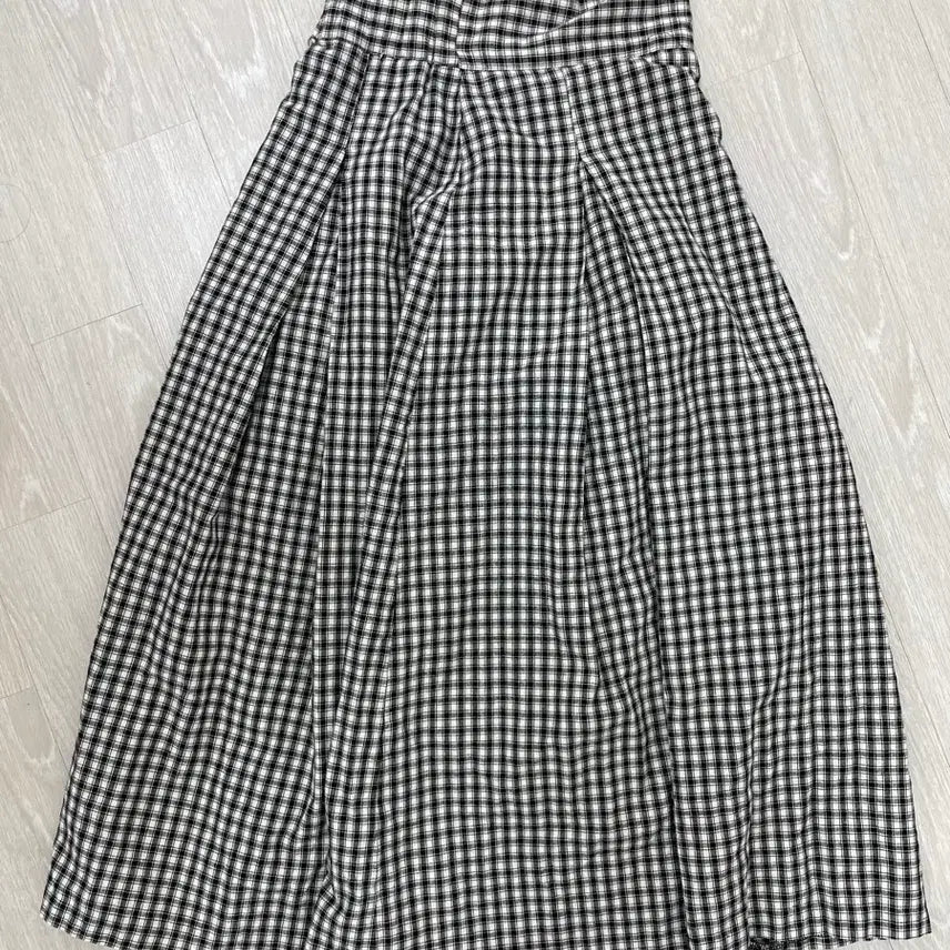 [BUNJANG] Black and White Check Long Skirt / 체크 스커트