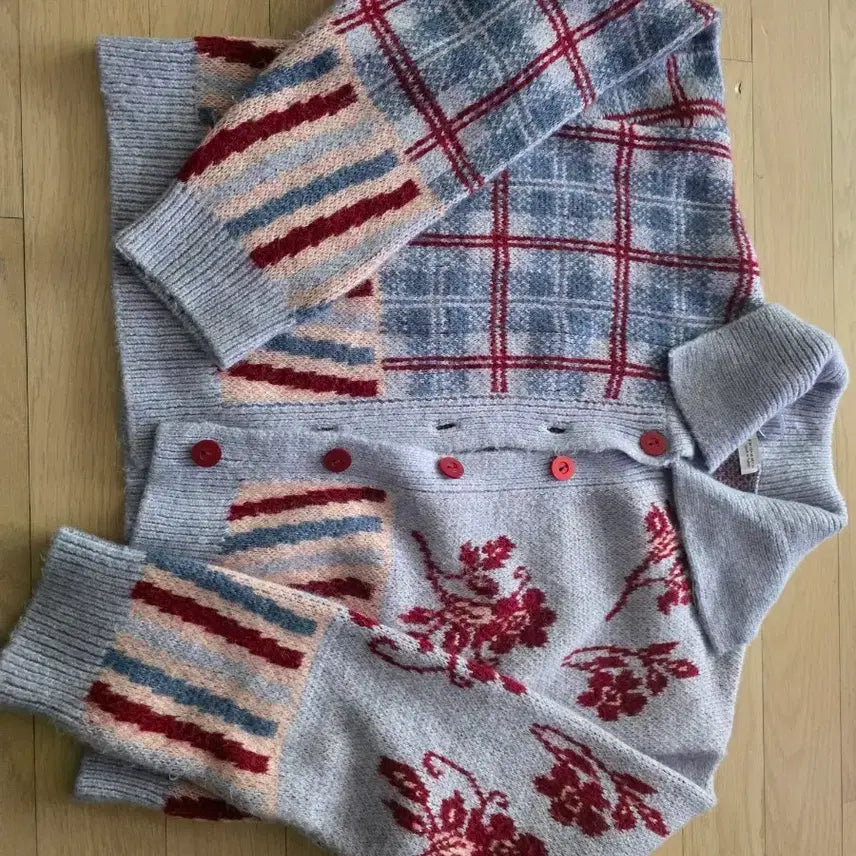 [BUNJANG] ZARA Patchwork Jacquard Cardigan / 자라 패치워크  자카드 가디건